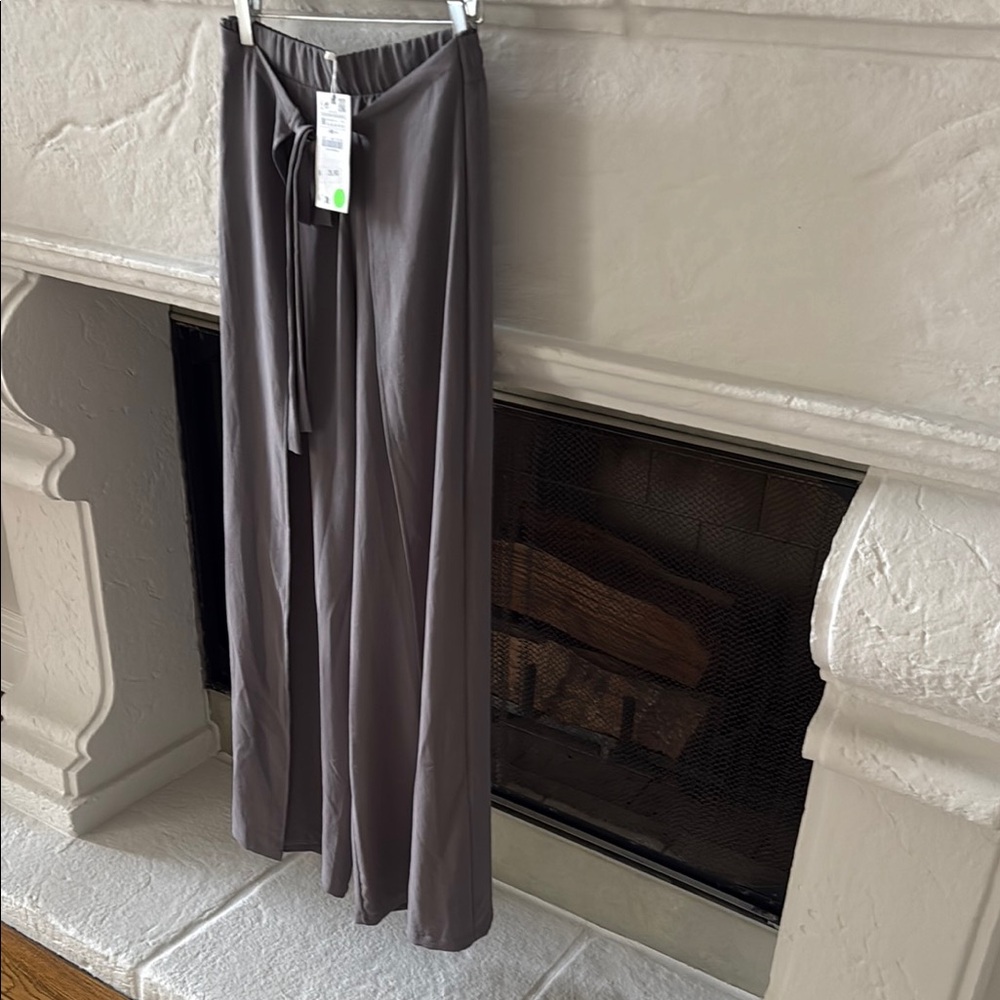 Zara Wide Leg Drawstring Pants in Dusty Gray - Picture 3 of 5